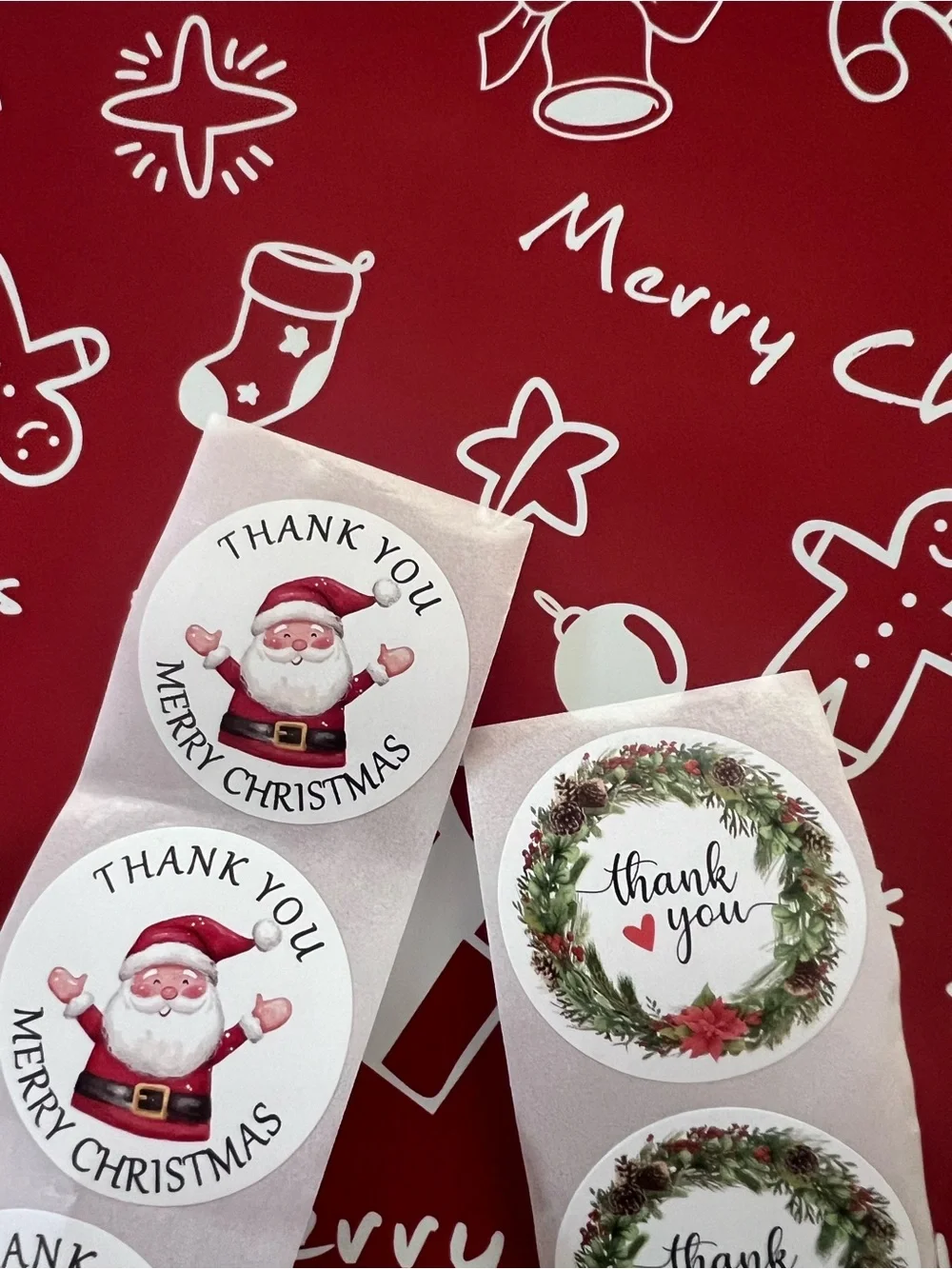 Holiday Red Holiday 6x9 Poly Mailers, 2” Thank You Stickers, Grinch Notecards